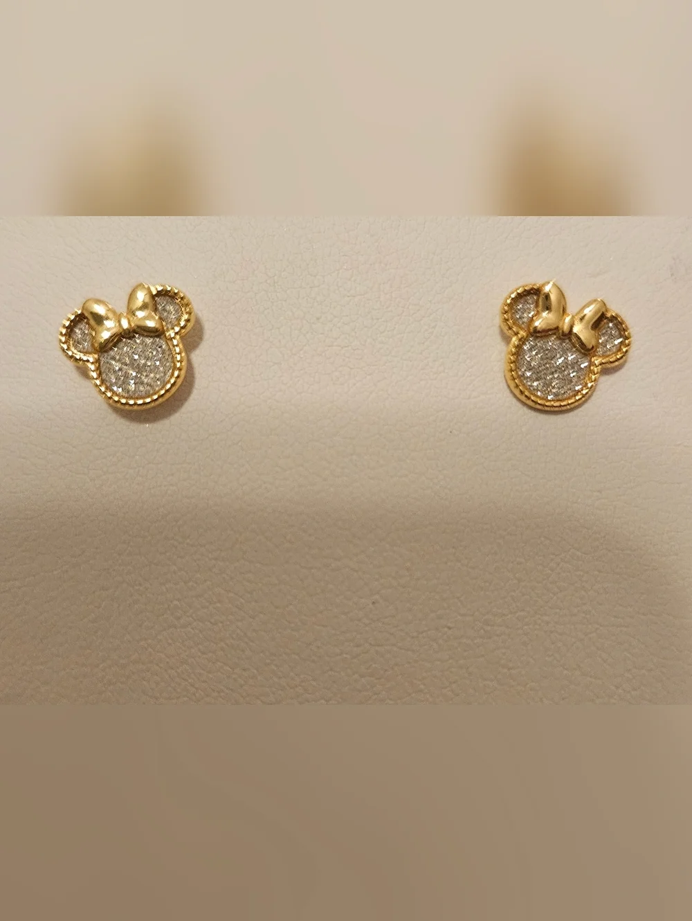 Disney Gold Minnie Bow Stud Earrings - Sparkling Silver Accent - Picture 2 of 5